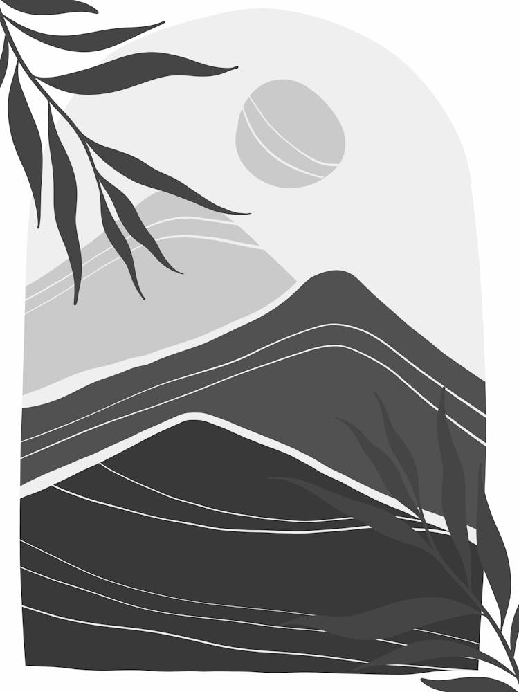 Black And White Mountain Landscape