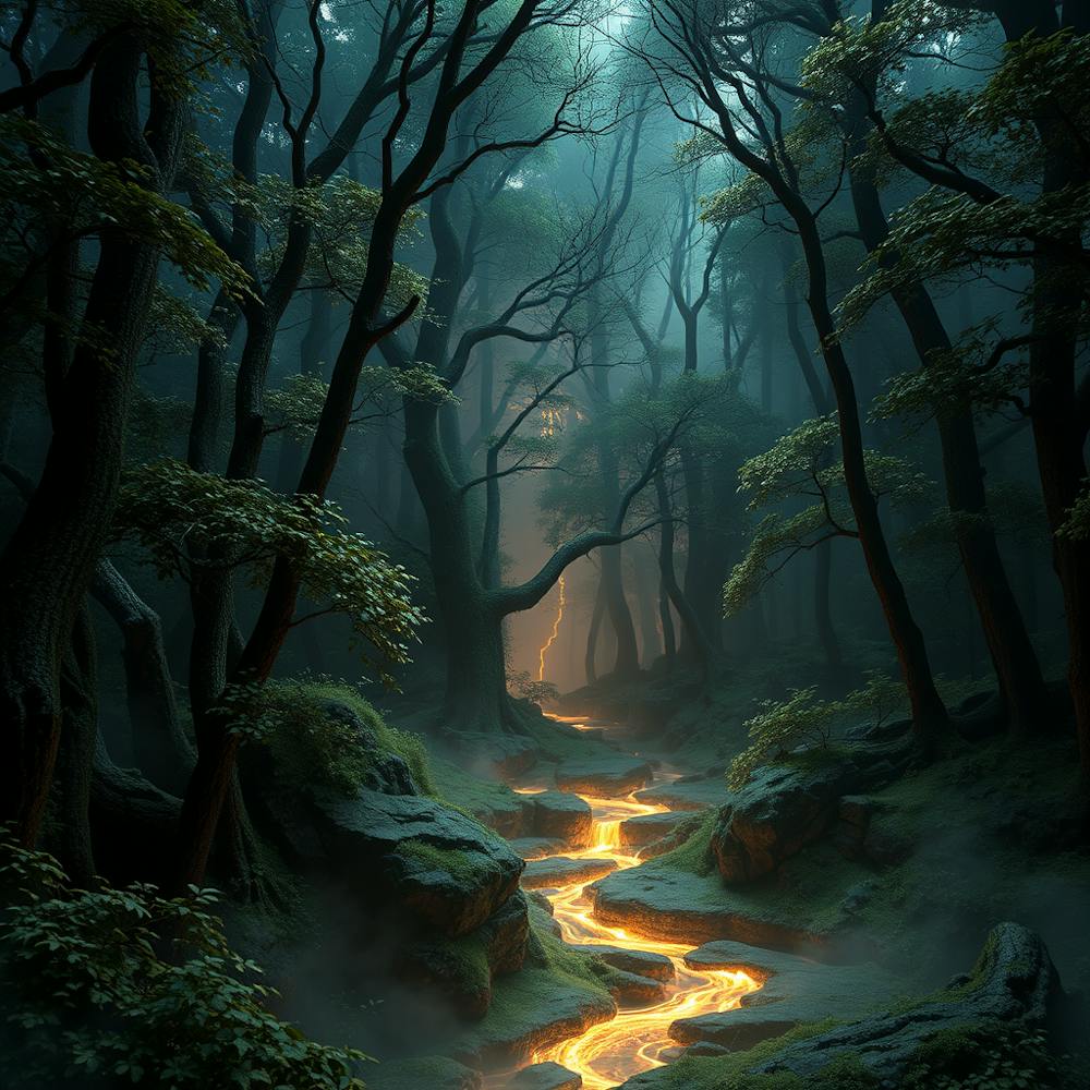 Most Beautiful Forest Scenario with Yellowish Small River