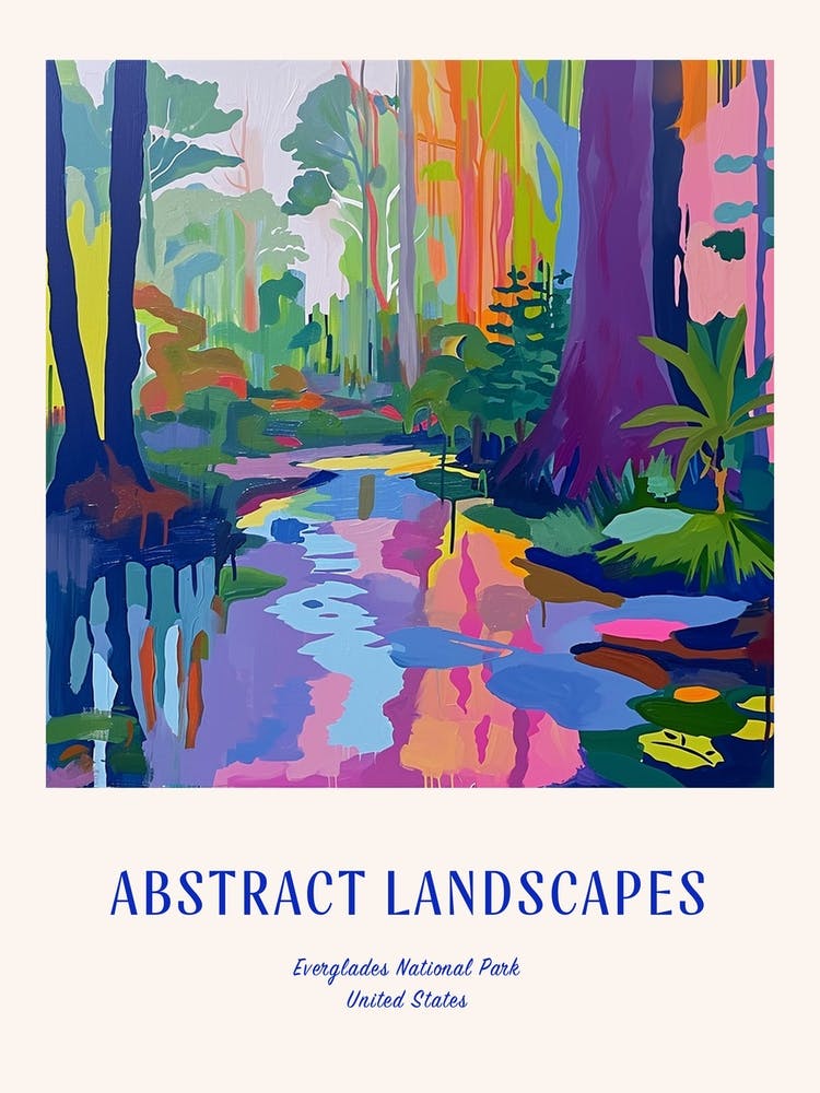 Colourful Abstract Everglades National Park Usa 5 Poster Blue