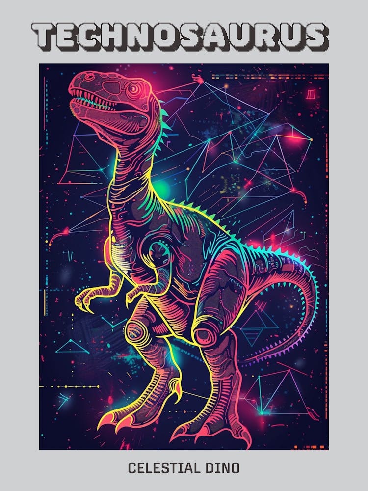 Futuristic Dinosaur Constellation Poster