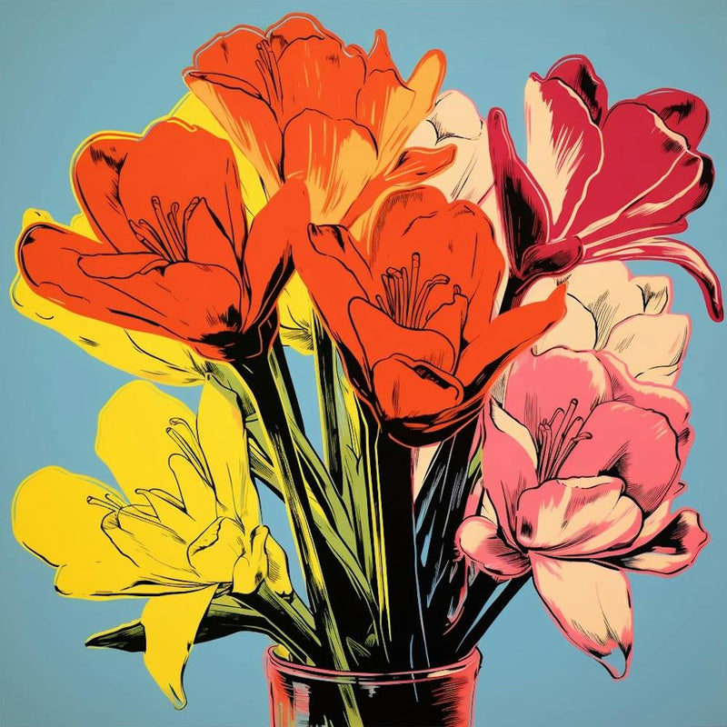 Andy Warhol Style Pop Art Flowers Freesia 4 Square