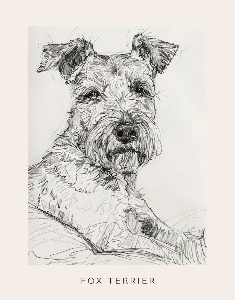 Fox Terrier Dog Line Sketch 1 Poster