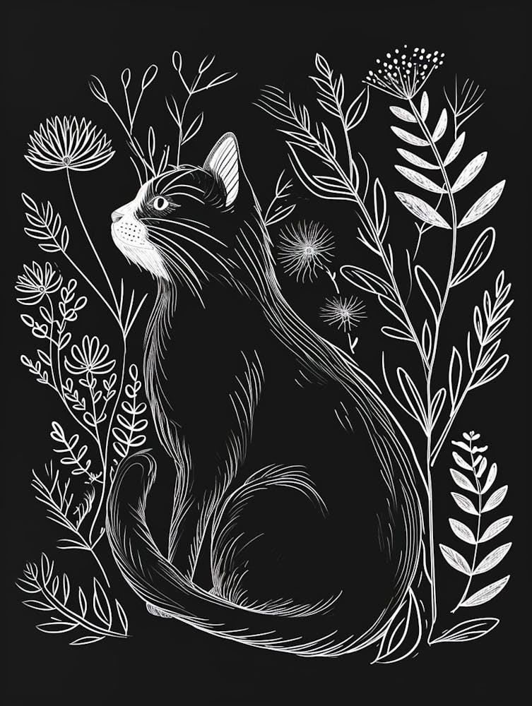Siberian Cat Minimalist Illustration 2