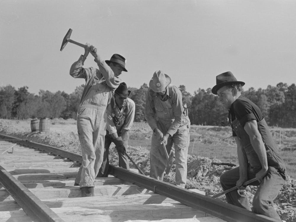 Railroad Gang, Southern Paper Mill Construction Crew, Lufkin, Texas By Russell Lee
