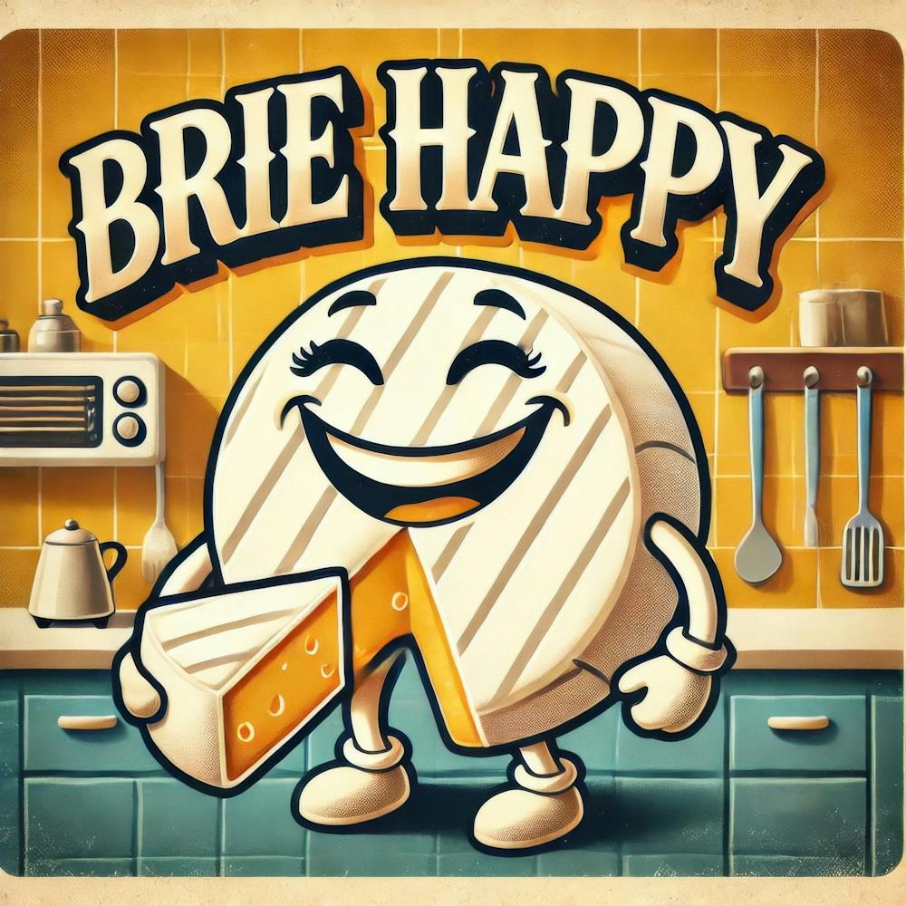 Glücklicher Brie-Käse. Kitschige Küchenkunst-Serie