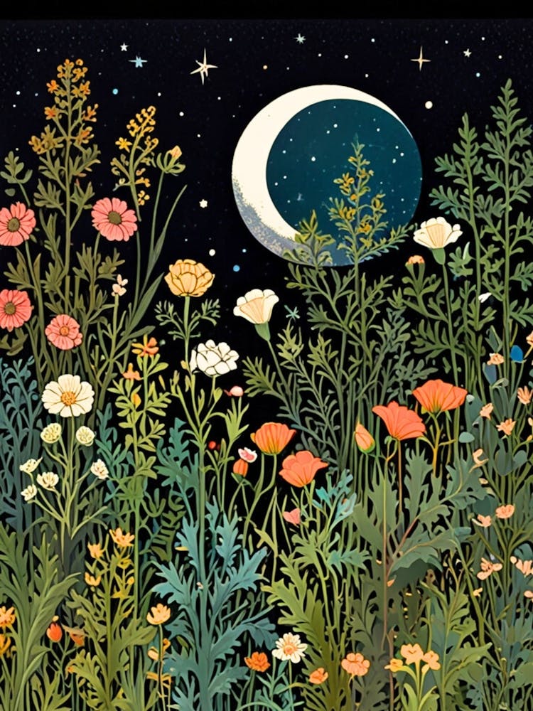 William Morris Moon And Flowers 46