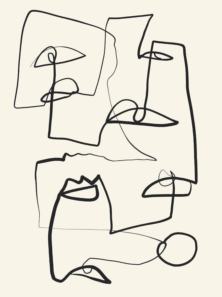 Abstract Faces Line Art 12