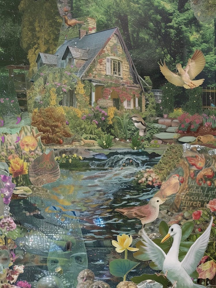 Collage Pond Monet Fairies Scrapbook 4