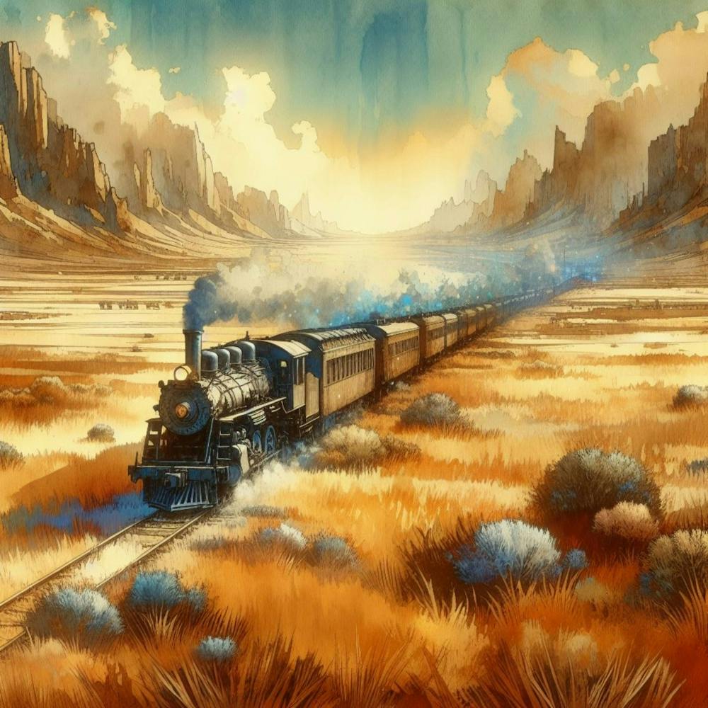 An old train passing through the plains 2