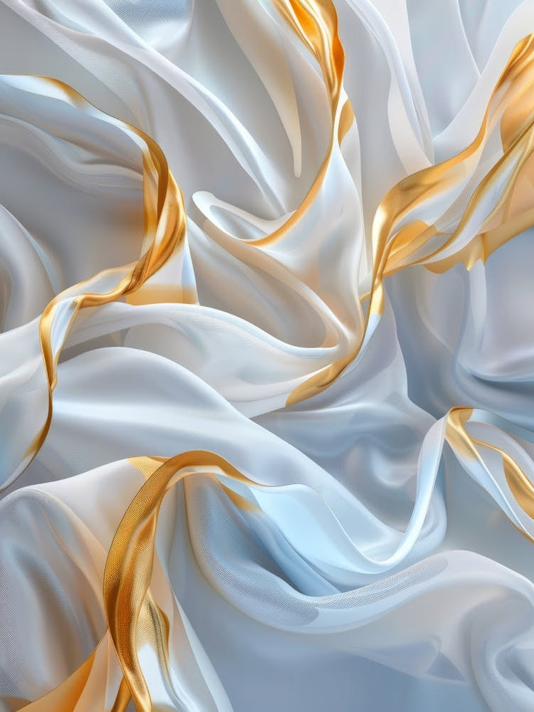 Abstract Gold And White Silk