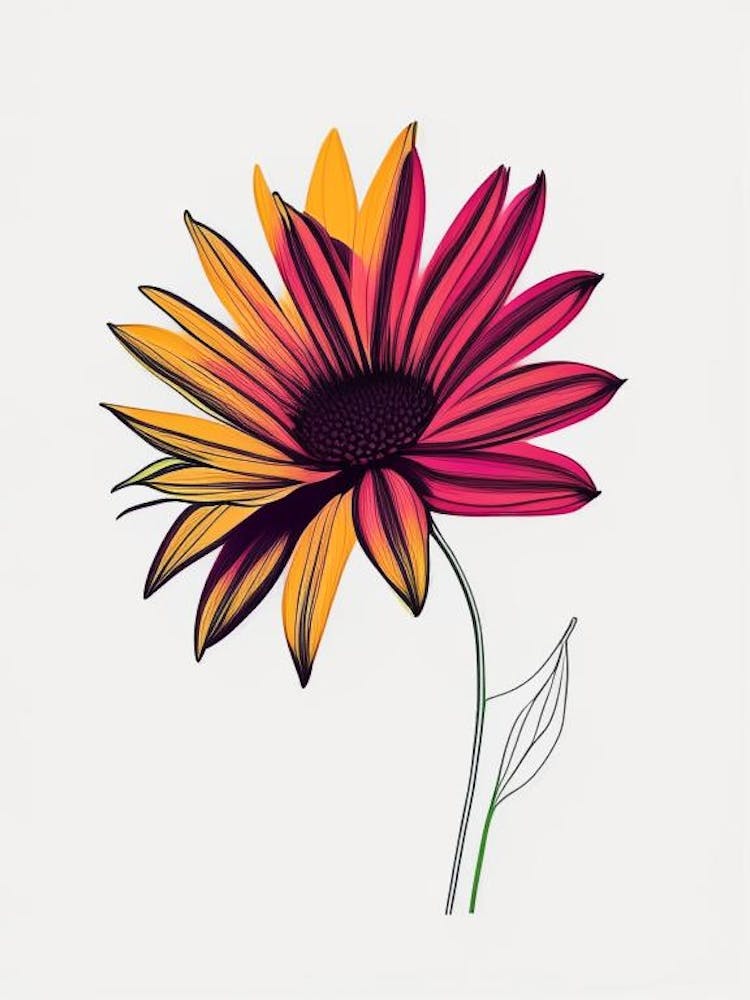 Gazanie Floral Minimalistische Linienzeichnung 3 Blume