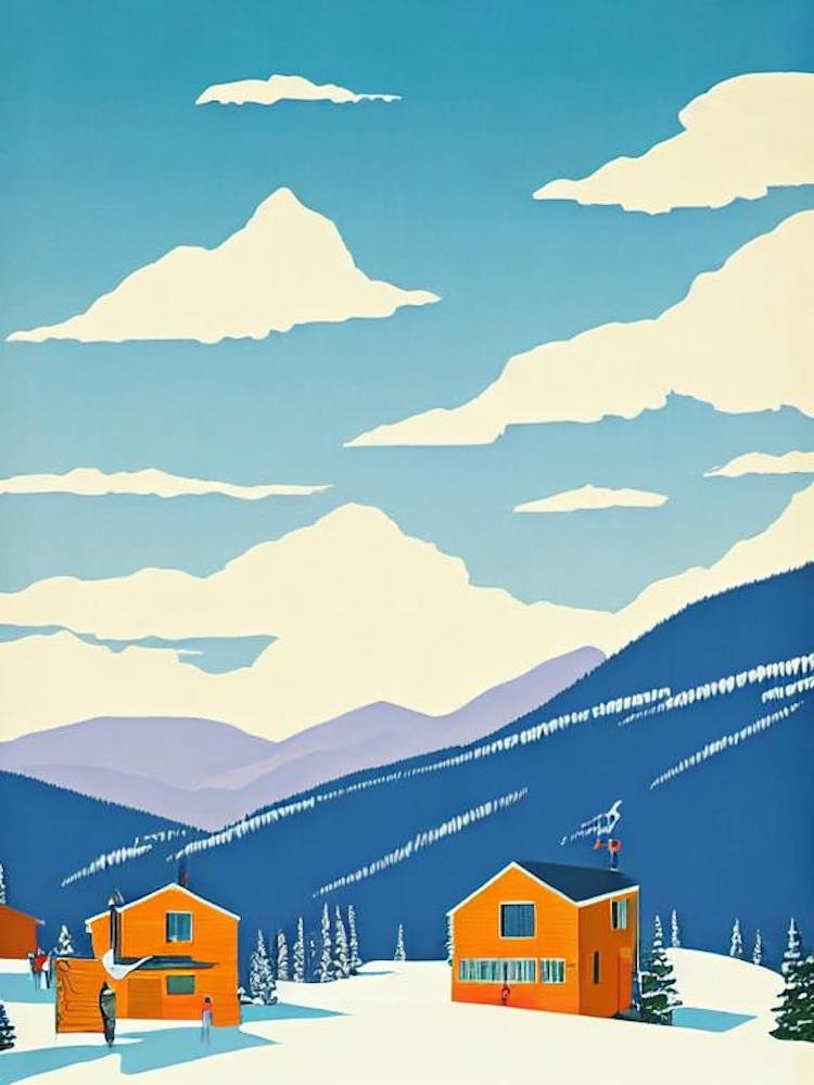 Snowshoe 3, Usa Midcentury Vintage Skiing Poster
