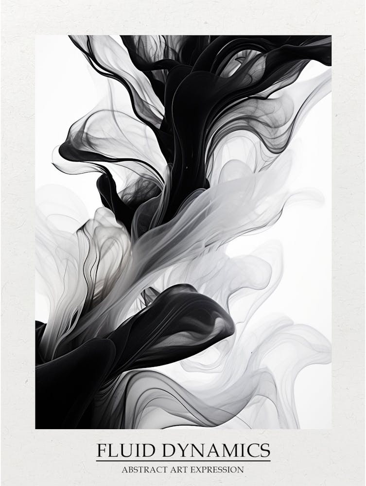 Fluid Dynamics Abstract Black And White 3 Poster