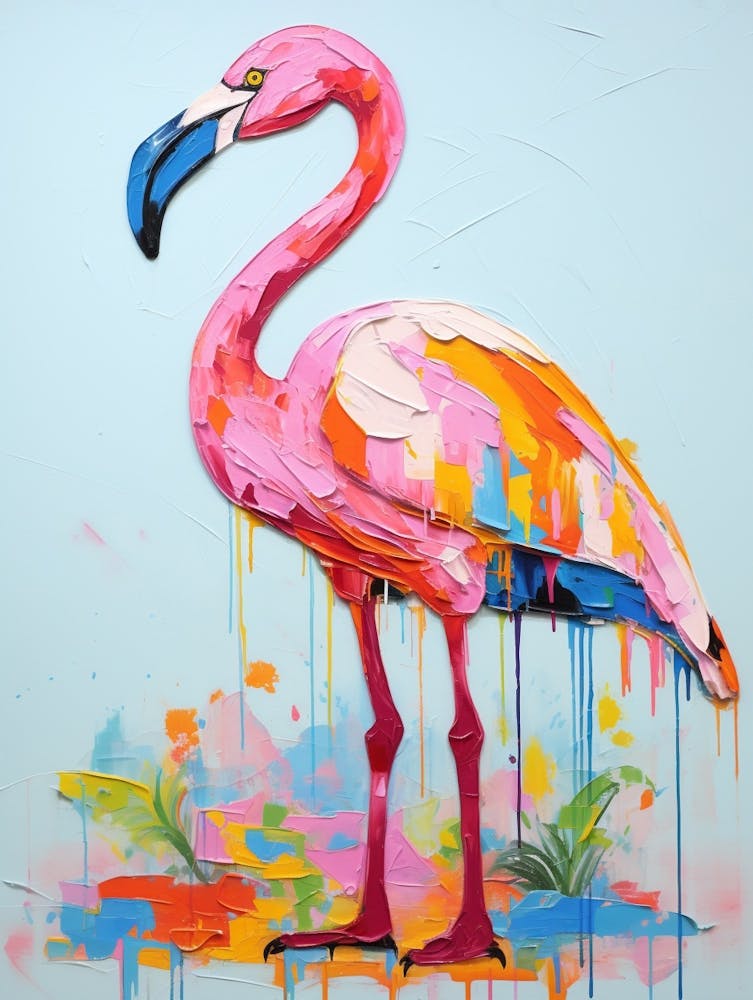 Colourful Bird Painting Greater Flamingo 3