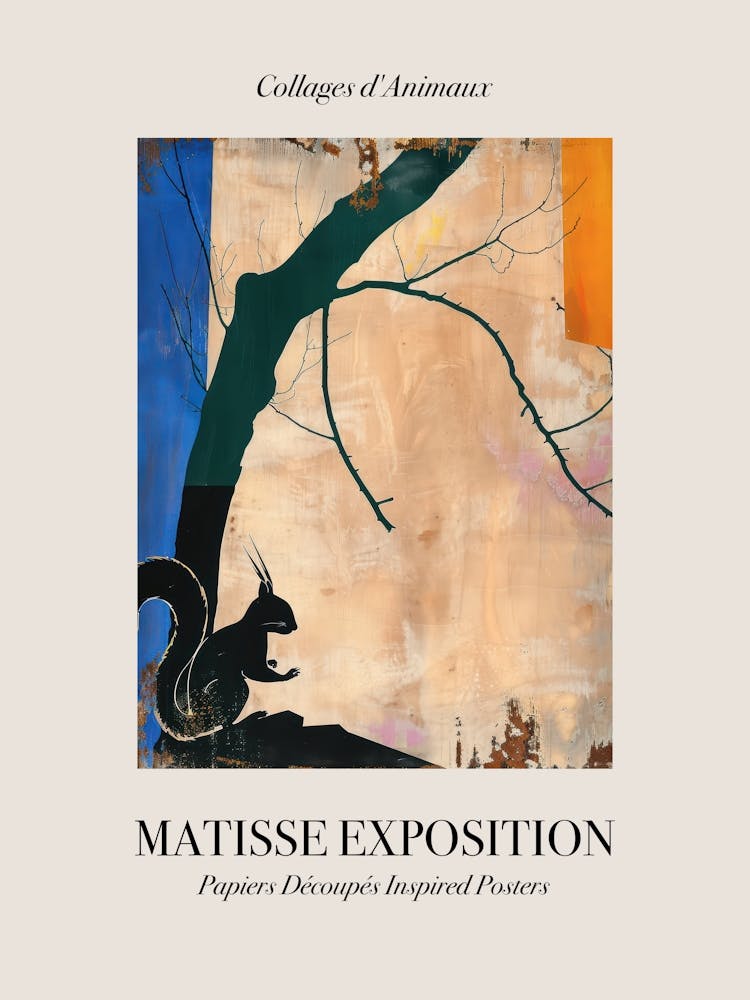 Squirrel 4 Matisse Inspired Exposition Animals Poster