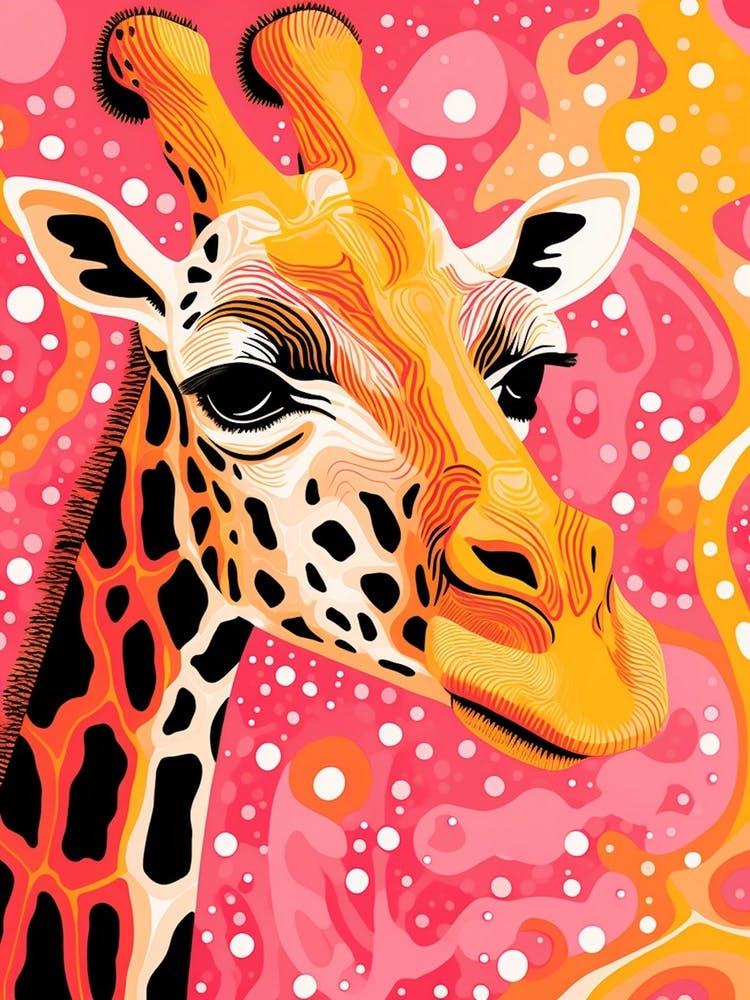 Abstract Giraffe Yellow & Pink Pattern 3