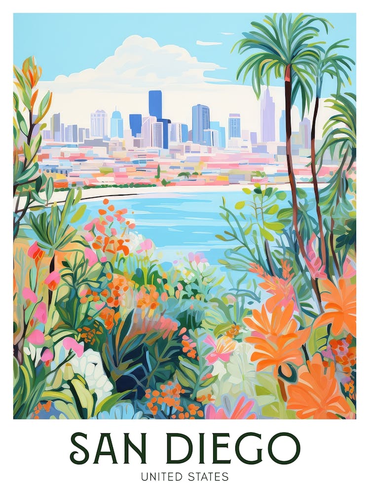 San Diego, United States Maximalist Travel Poster Vibrant Colour