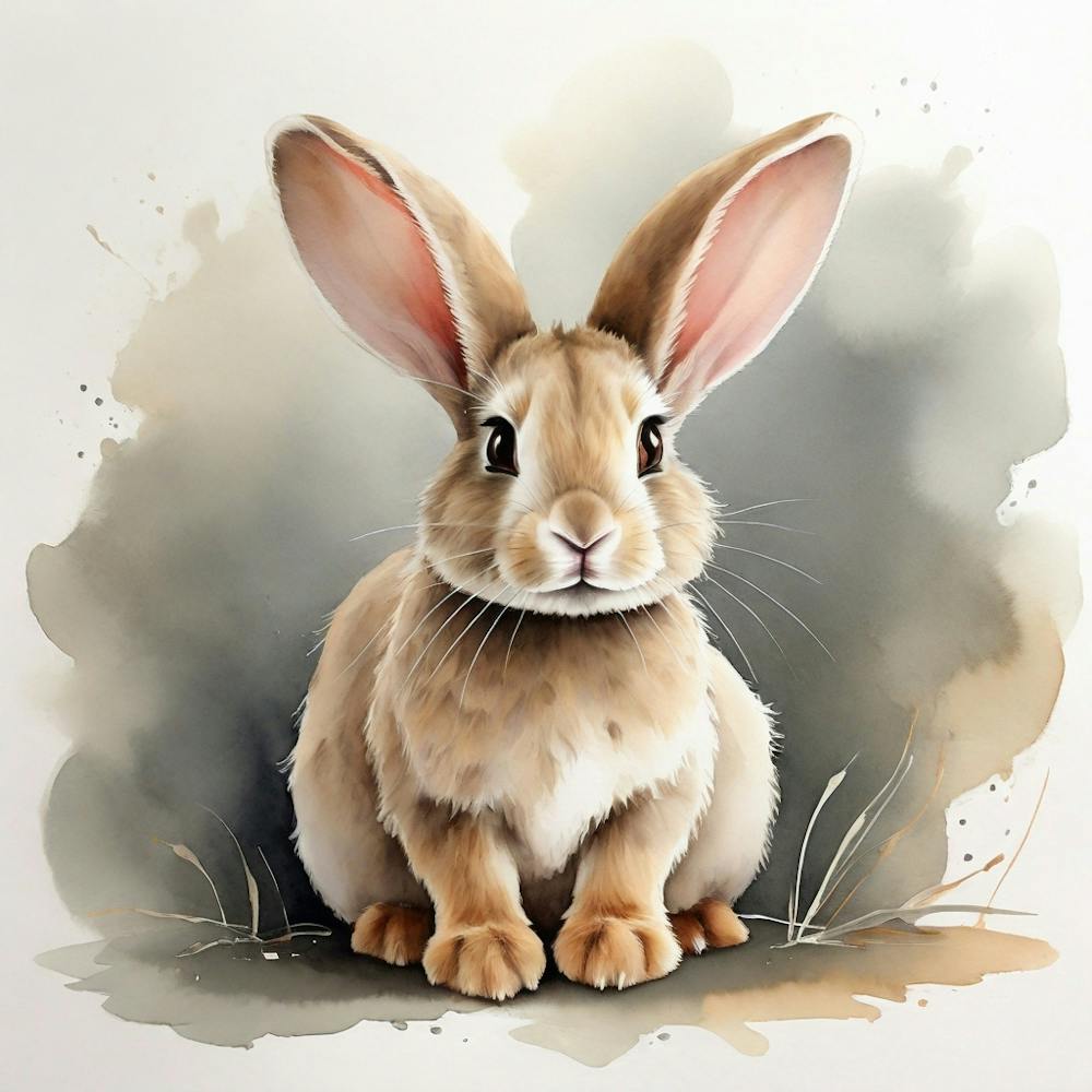Rabbit Watercolor Painting 1