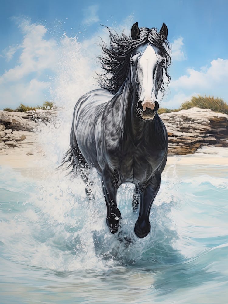 A Horse Oil Painting In Eagle Beach, Aruba, Portrait 1