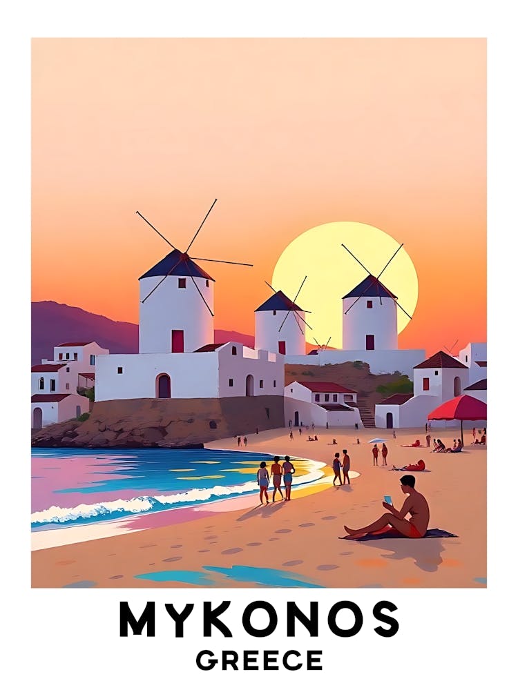 Mykonos - Greece Vintage Travel Poster 10