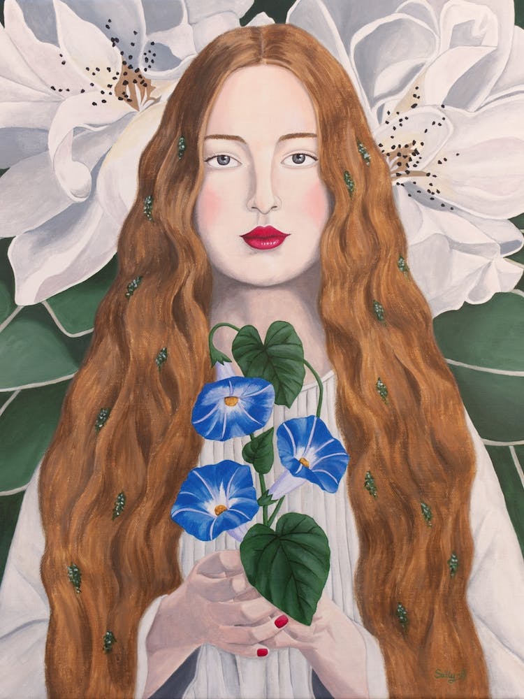 Woman With Morning Glory