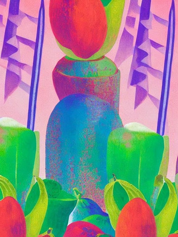 Papaya Risograph Retro Poster Fruit