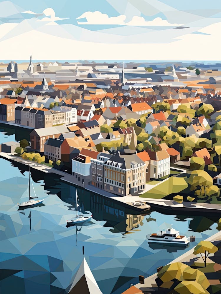 Copenhagen, Denmark, Geometric Illustration 2