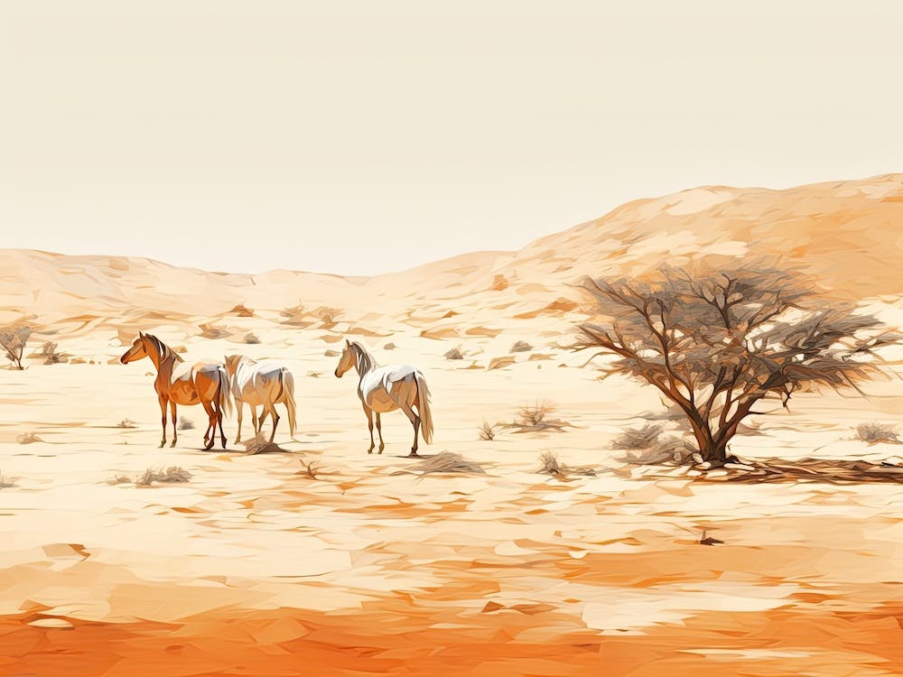 Horses Painting In Namibrand Nature Reserve, Namibia, Landscape 4