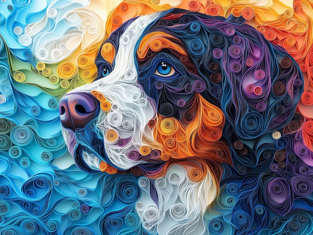 Tibetan Mastiff Paper Quilling Dog Portrait II