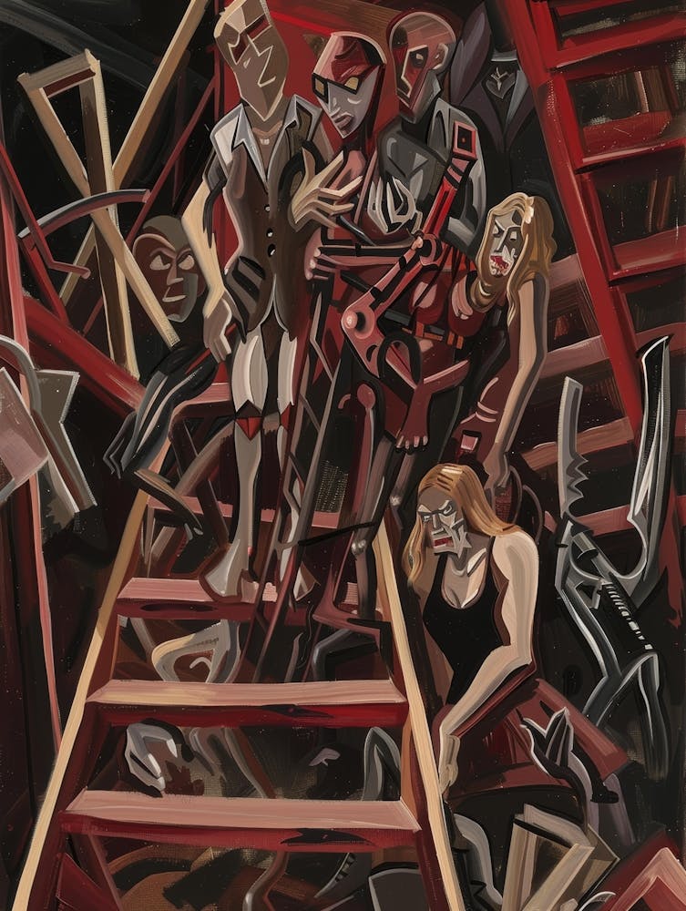 Group Of People On A Ladder