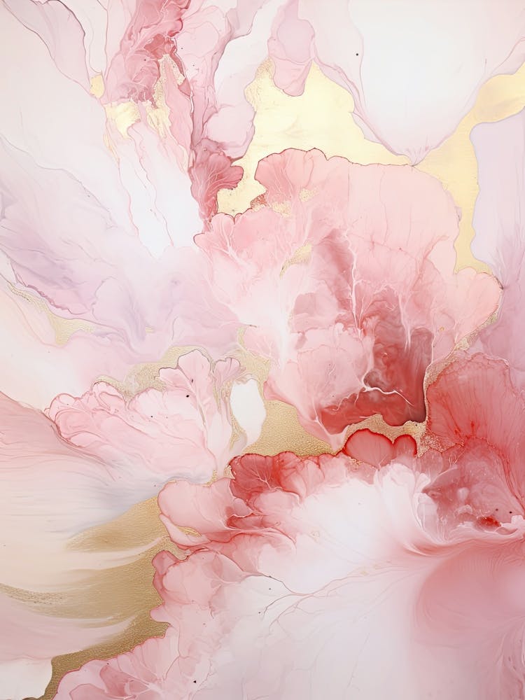 Pink And White Flow Asbtract Painting 5