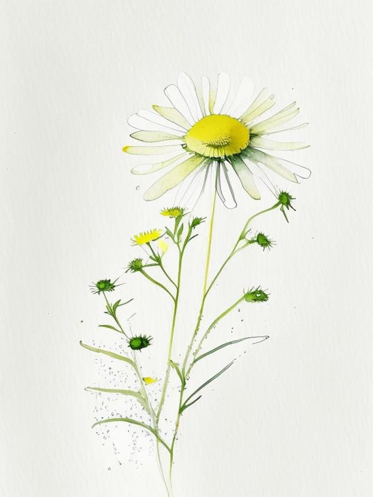 Camomile Herb Minimalist Watercolour 1