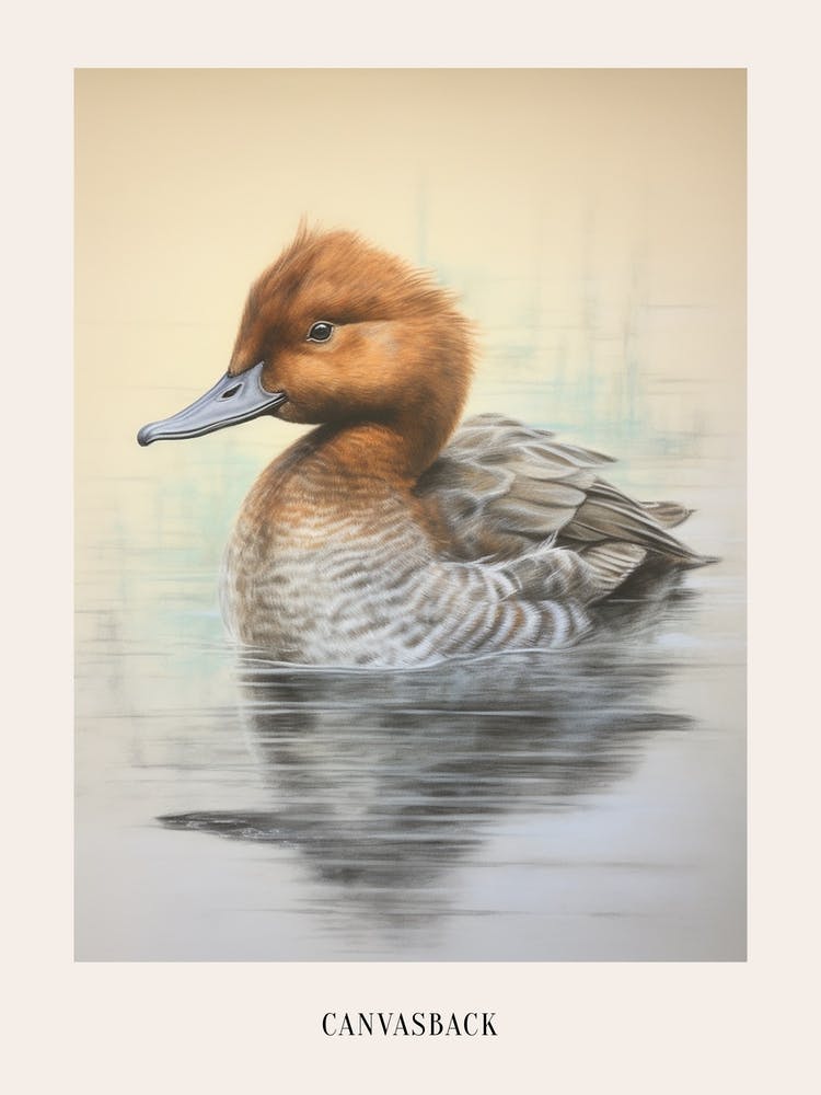Vintage Bird Drawing Canvasback 1 Poster