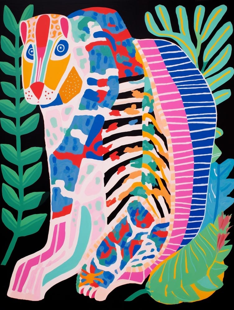 Maximalist Animal Painting Ocelot