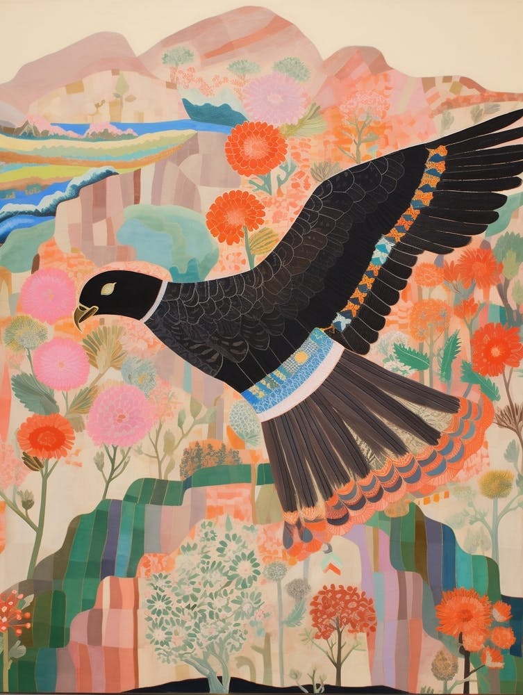 Maximalist Bird Painting California Condor 2