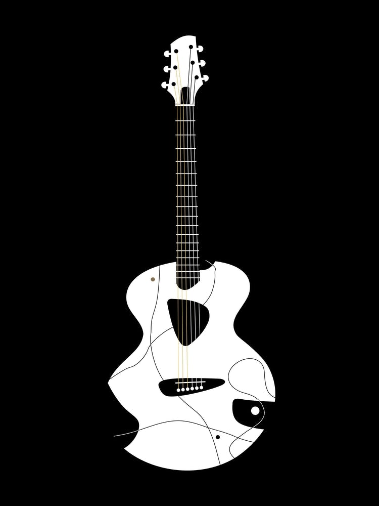 Black and White Acoustic Guitar 3