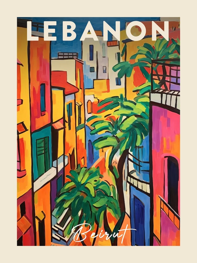 Beirut Lebanon 4 Fauvist Painting  Travel Poster