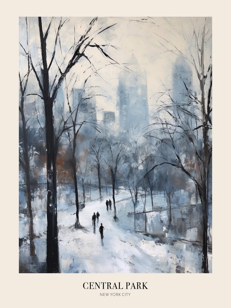 Winter City Park Poster Central Park New York City 4