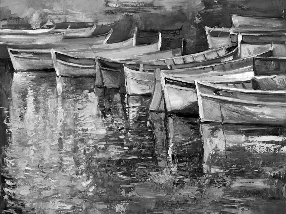 Black And White Boat Painting 1