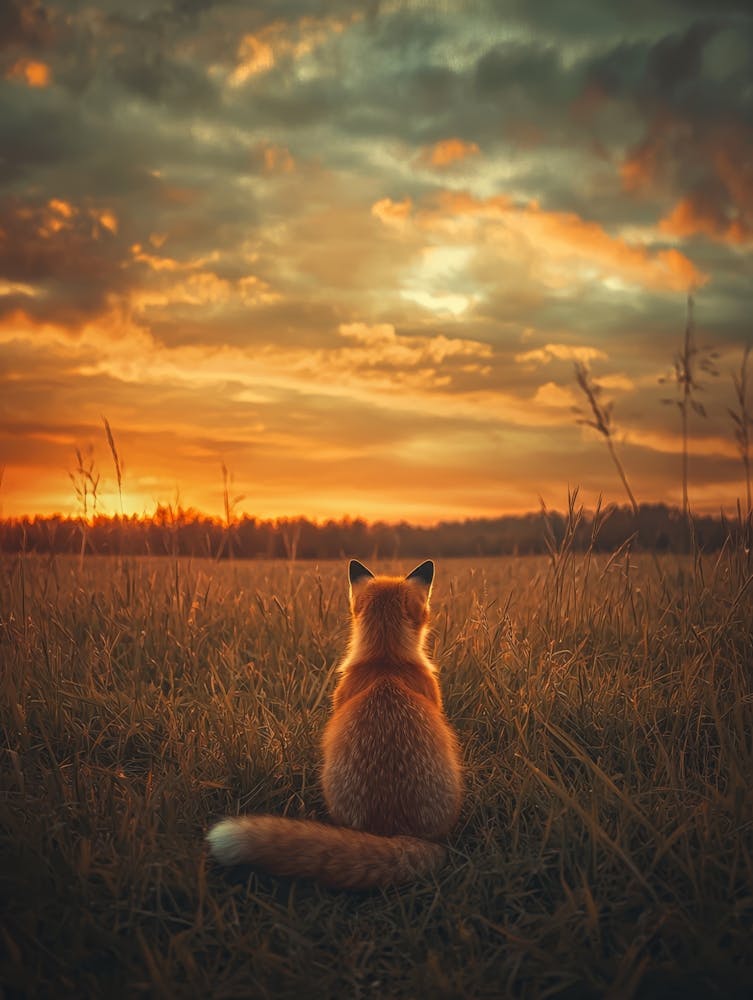 Sunset Fox.Generated AI.