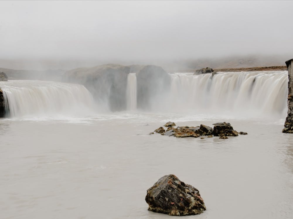 Misty Godafoss Waterfall at Iceland