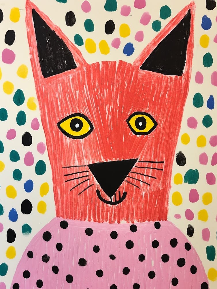 Pink Polka Dot Fox