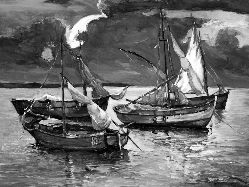Black And White Of Boats 1