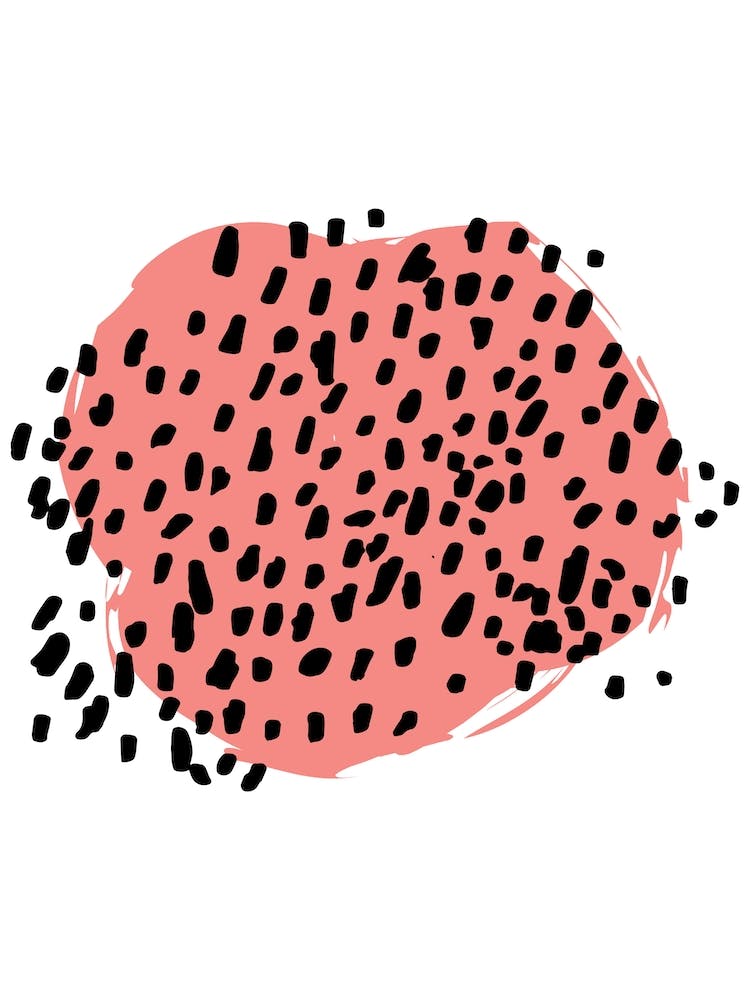 Abstract Coral Circle with Polka Dots
