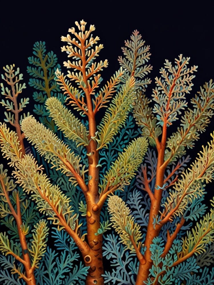 William Morris Corals On A Black Background