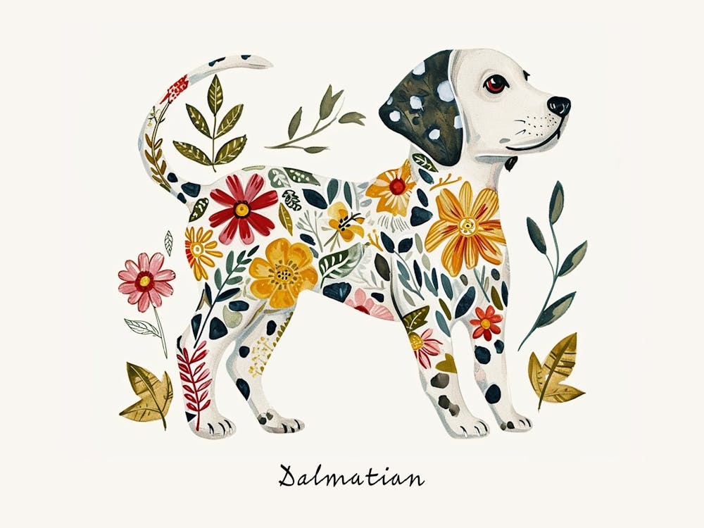 Little Floral Dalmatian Poster