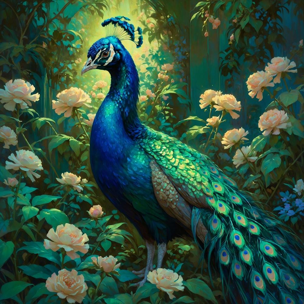 Default Blue And Green Peacock In A Vintage Garden A Stunning 0