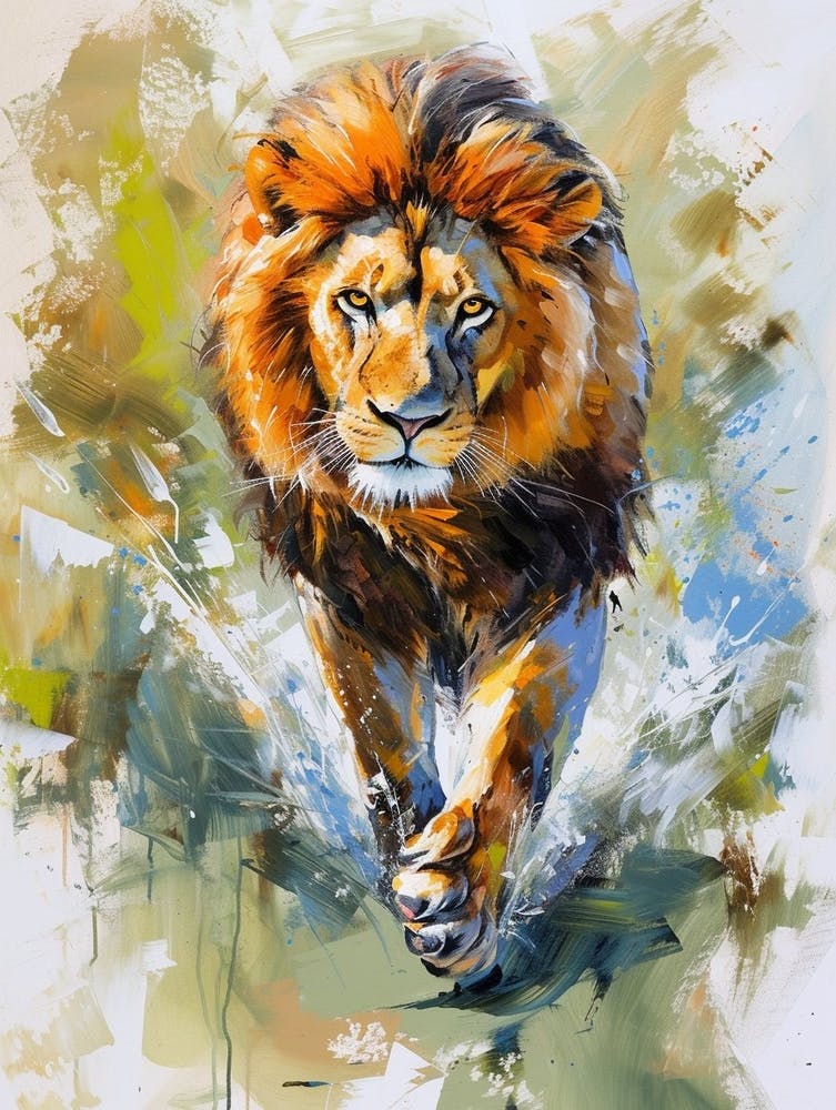 African Lion Symbolic Imagery Acrylic Painting 1