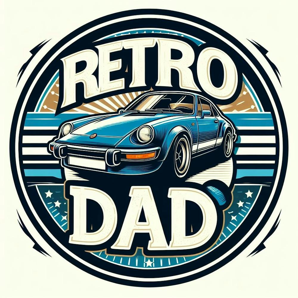 Retro Dad blue car wall art