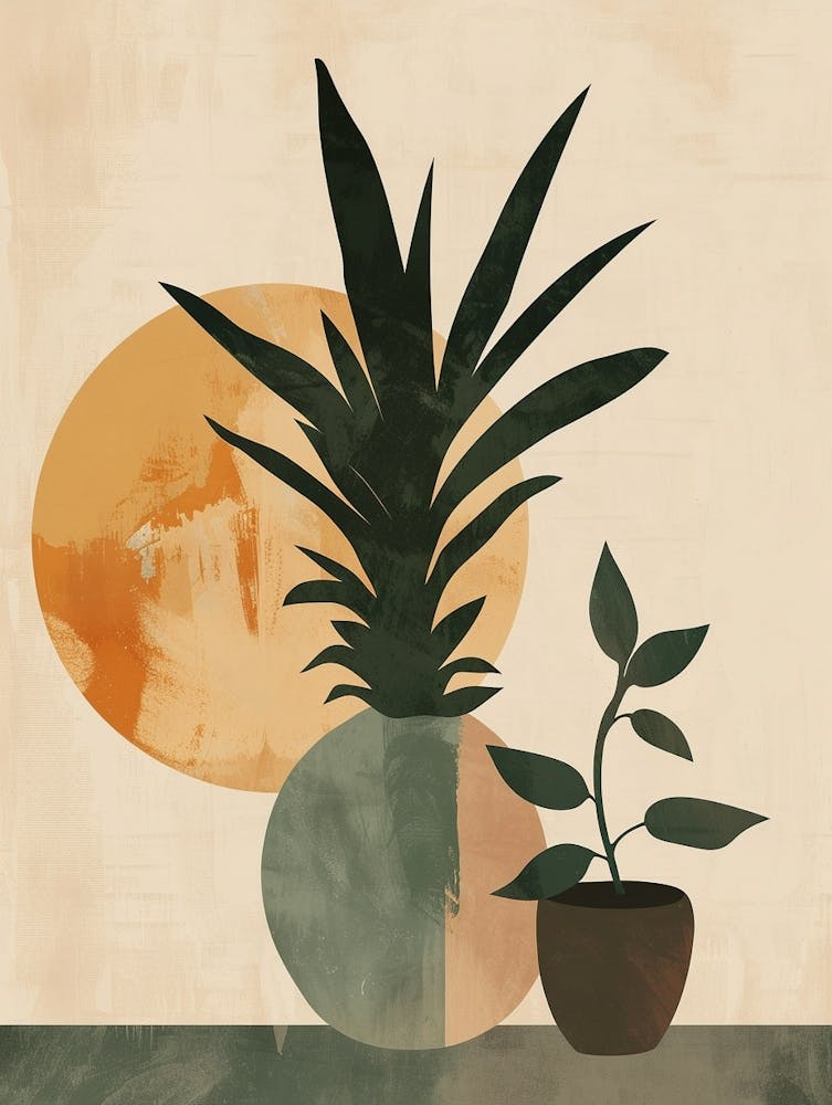 Ananasbaum Minimale Japandi Illustration 1